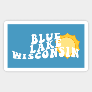 Sunshine in Blue Lake Wisconsin Retro Wavy 1970s Summer Text Magnet